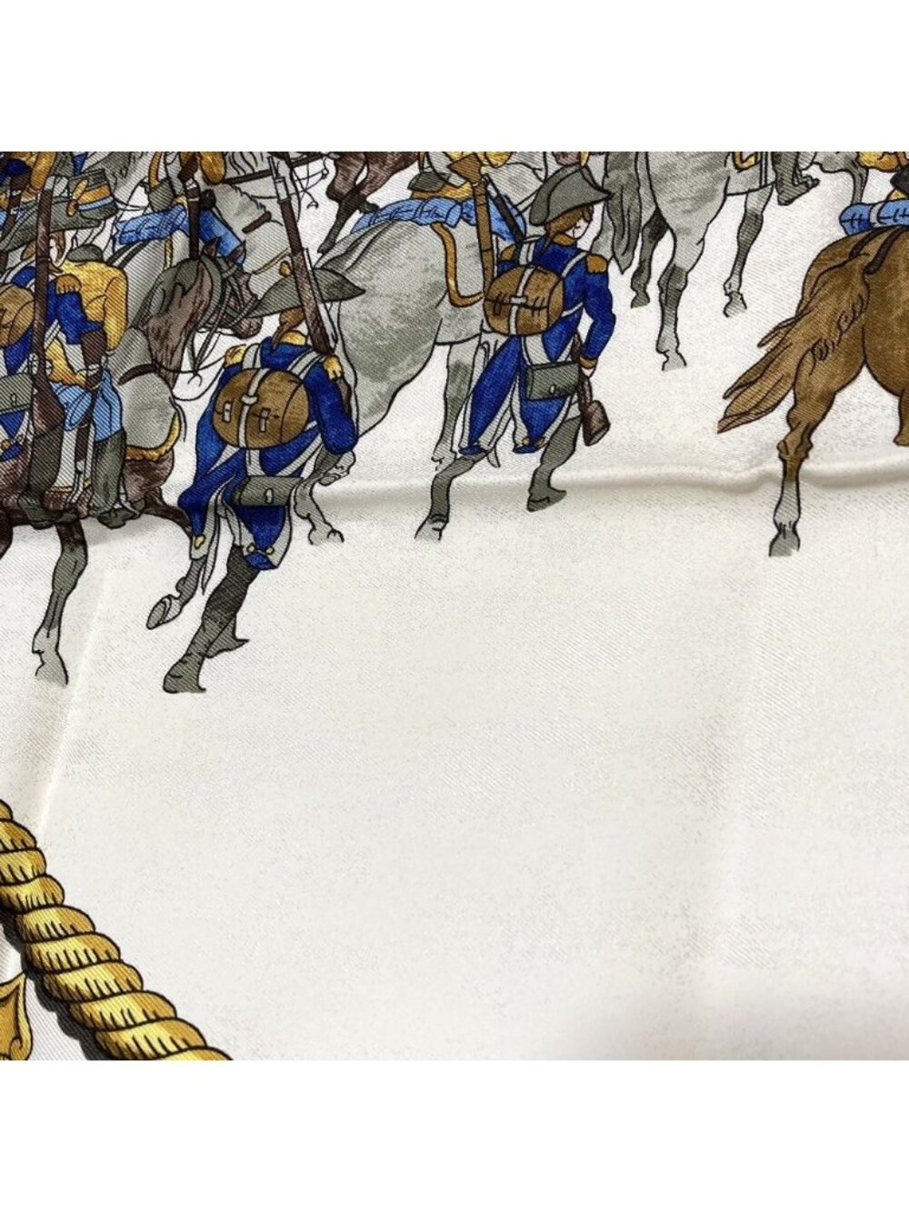Hermes Marine Et Cavalerie Sea and Corps Carre 90 Large Scarf White Multicolor - Picture 7 of 10